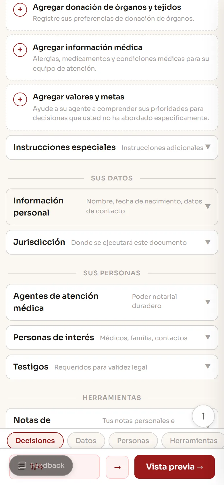 Elija su jurisdicción. El formulario se adapta — solo ve opciones legales válidas donde vive.