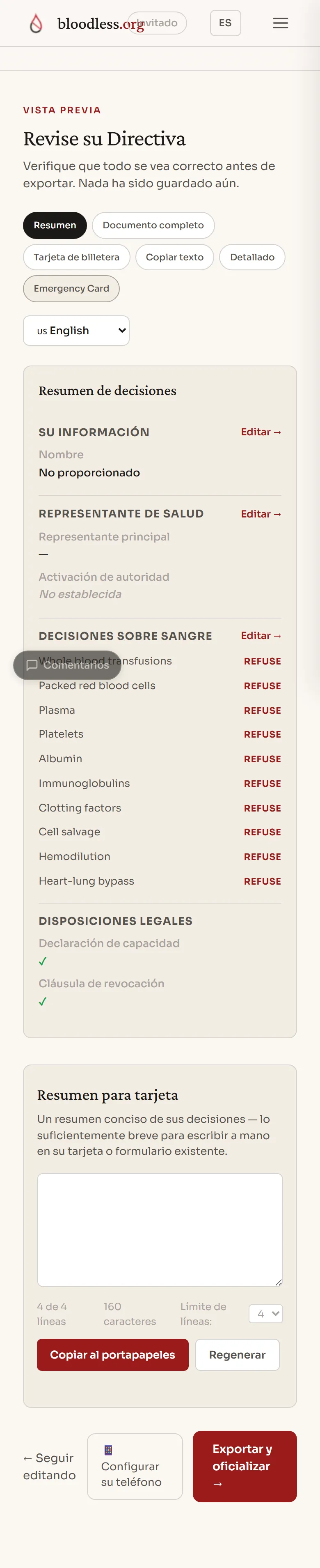 Su directiva completa. Esto es lo que verá su Equipo de Atención.